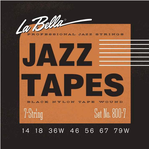 La Bella 800-7 Jazz Tapes Black Nylon Tape Wound 7-String Electric Guitar Strings