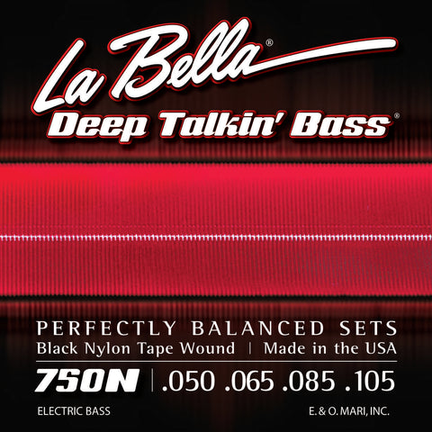 La Bella 750N Deep Talkin' Black Nylon Tape Wound Light Gauge 4-String Electric Bass Strings