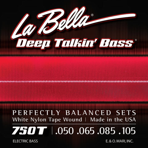 La Bella 750T Deep Talkin' White Nylon Tape Wound Light Gauge 4-String Electric Bass Strings