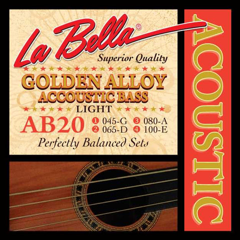 La Bella AB20 Golden Alloy 4-String Acoustic Bass Guitar Strings