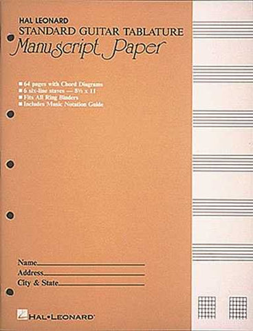 Guitar Tablature Manuscript Standard