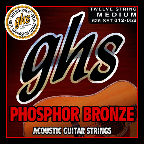 GHS 625 Phosphor Bronze 12-String Medium Gauge Acoustic Guitar Strings