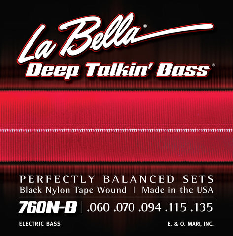 La Bella 760N-B Deep Talkin' Black Nylon Tape Wound Standard Tension 5-String Electric Bass Strings