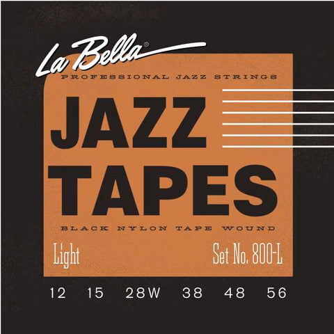 La Bella 800L Jazz Tapes Black Nylon Tape Wound 6-String Electric Guitar Strings