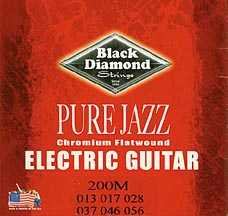 Black Diamond 200M Chromium Flatwound Pure Jazz Medium 6-String Electric Guitar Set