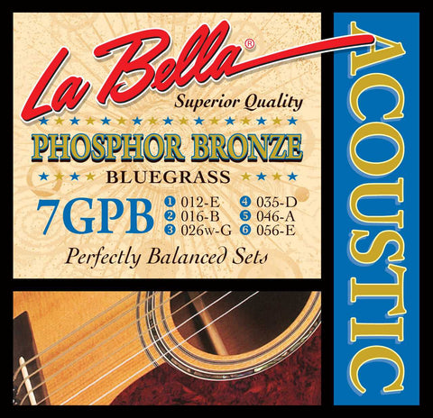 La Bella 7GPB Phosphor Bronze Bluegrass Gauge Acoustic Guitar Strings