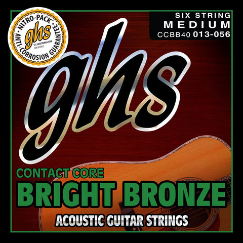 GHS CCBB40 Contact Core Bright Bronze Medium Gauge Acoustic Guitar Strings