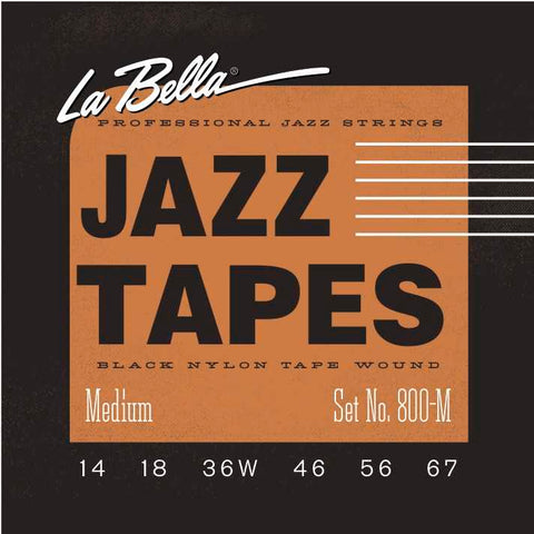 La Bella 800M Jazz Tapes Black Nylon Tape Wound 6-String Electric Guitar Strings