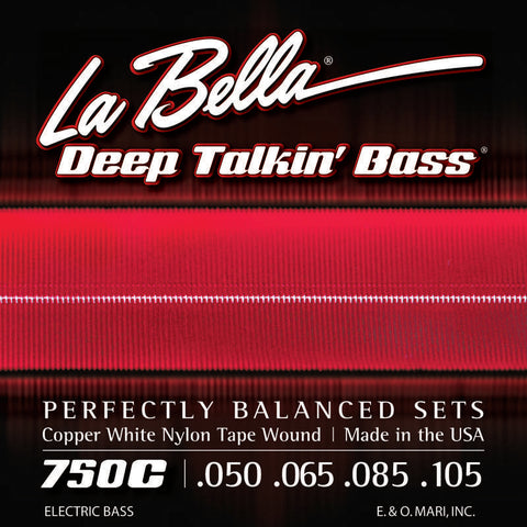 La Bella 750C Deep Talkin' Copper White Nylon Tape Wound Light Gauge 4-String Electric Bass Strings