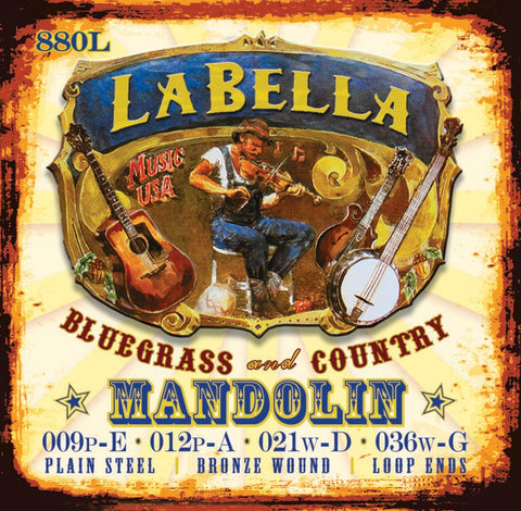 La Bella 880L Plain Steel Phosphor Bronze Wound Loop End Mandolin Strings